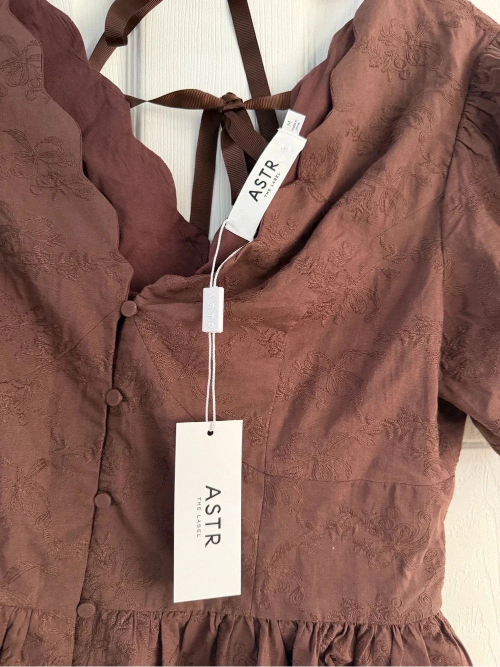 ASTR the Label Arely Scalloped V-Neck Peplum Top